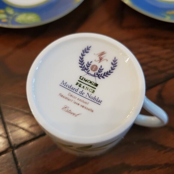 Medard de Noblat Esterel Blue Demitasse‎ Coffee Cup & 2 Saucers Replacement - Picture 3 of 8